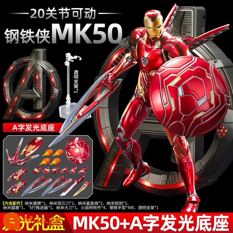 Zhongdong mk50 Iron Man đồ chơi mô hình Marvel Avengers 3 con rối cậu bé mô hình trang trí 7 Mark 85 - [Bộ Hộp Quà Cao Cấp] MK50 Iron Man + Đế Dạ Quang Chữ A