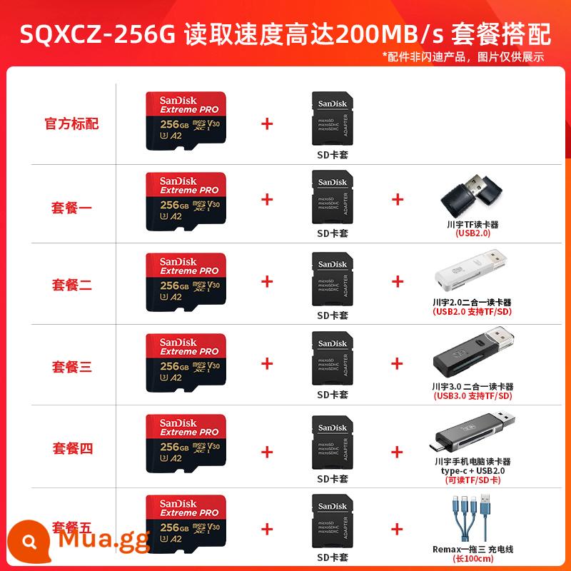 Sandisk256g bộ nhớ sd card điện thoại di động tf card drone máy ảnh thể thao lái xe máy ghi nhớ thẻ nhớ - 256G (khuyên dùng cho máy bay không người lái/Saeam/máy chơi game/máy ảnh hành động)