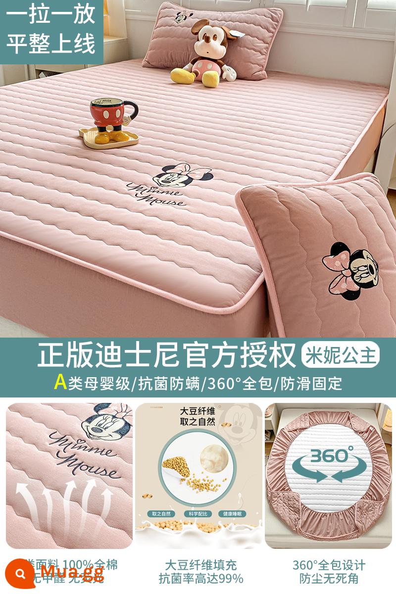 Túi ngủ Disney chần bông một mảnh ga trải giường cotton túi đựng giường ngủ trẻ em bao gồm vỏ bảo vệ bao gồm tất cả - Disney-Princess Minnie [Tấm vải 100% cotton đậu nành, giấy ủy quyền chính hãng của Disney]