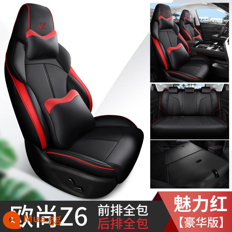 Changan Auchan Z6 đặc biệt bọc ghế ô tô bốn mùa đa năng bao quanh đầy đủ đệm ghế đục lỗ bọc ghế bằng da thoáng khí đệm - Auchan z6 phiên bản hạng sang hoàn chỉnh năm chỗ - đen và đỏ (bao gồm đầy đủ hàng ghế sau)