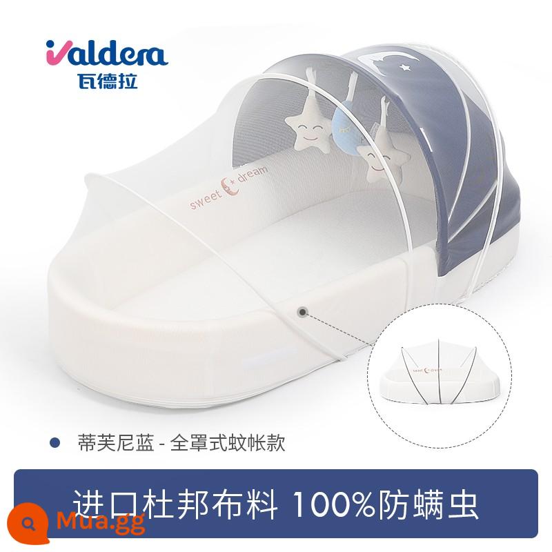 Giường di động trên giường cũi em bé sơ sinh bb nap bed bionic chống khạc sữa giật mình jump bed bed giường chống áp lực - Màu xanh Tiffany + mái hiên + màn chống muỗi toàn diện [chống bọ ve nâng cấp]