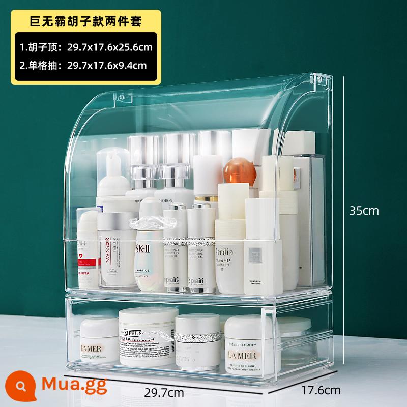 Máy Tính Để Bàn Hộp Bảo Quản Mỹ Phẩm Chống Bụi Acrylic Son Môi Công Suất Lớn Sản Phẩm Chăm Sóc Da Bàn Trang Điểm Ngăn Kéo Kệ - [Bộ hai món kiểu râu Big Mac] Áo chống bụi + ngăn kéo đơn