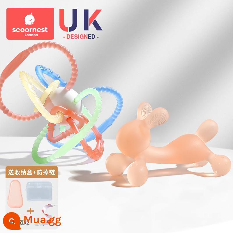 Kechao Răng Thỏ Fixer Răng Hàm Cho Bé Dính Thời Kỳ Mọc Răng Silicone Đồ Chơi Cắn Keo Có Thể Luộc Chống Ăn Tay Hiện Vật - [Nano Bạc Kháng Khuẩn] Bột Cố Định Răng Thỏ Nhỏ + Ryan Star Bắt Bóng Tay Không