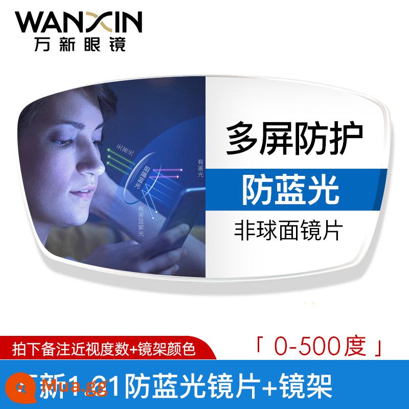 Kính gọng đen siêu nhẹ cho nữ cận thị - [Gói 2] Khung + khung chống ánh sáng xanh Wanxin 1.61 [0-500 độ]