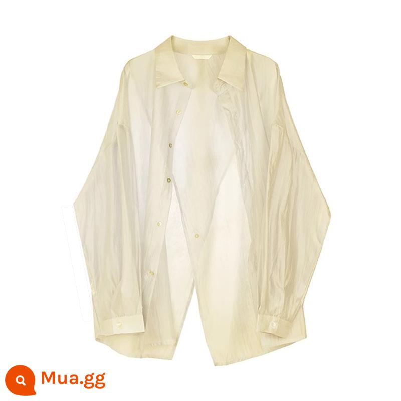 Áo Sơ Mi Tencel Xẻ Tà Xanh Dương Mùa Hè Nữ Mỏng Thiết Kế Dáng Người Nhỏ Áo Cardigan Chống Nắng Cao Cấp Mỏng - [màu vàng]