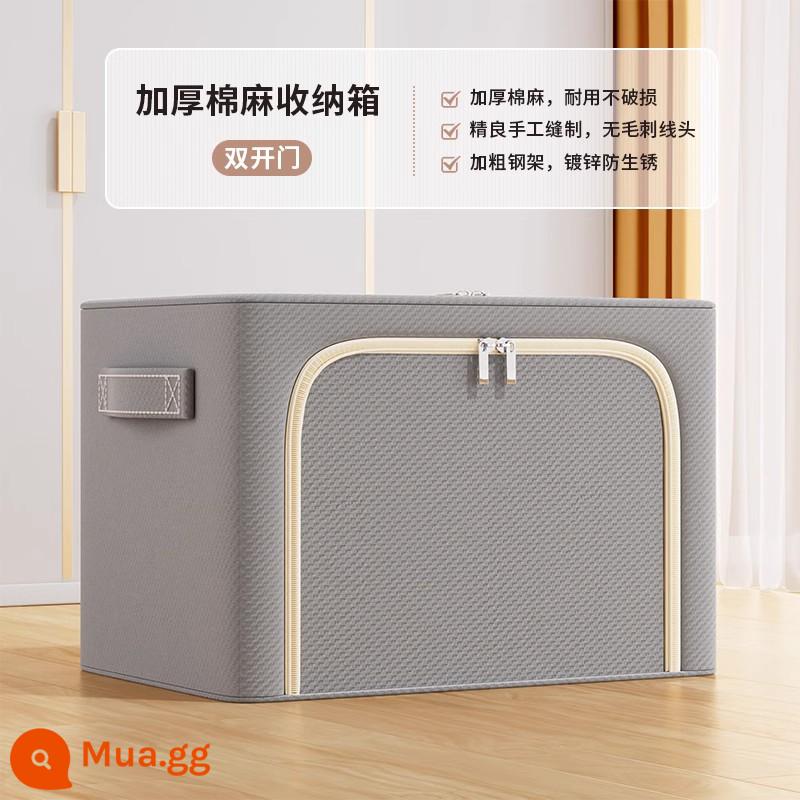 Chất liệu cotton dày và vải lanh hộp bảo quản quần áo vải hoàn thiện quần áo hộp gấp tủ quần áo lớn giỏ đựng túi hộ gia đình hiện vật - Mẫu không có cửa sổ màu xám Galaxy-Vải cotton và vải lanh [Được gia cố và làm dày]