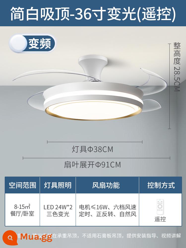 Lingwang Vô Hình Quạt Trần Đèn 2022 Mới Quạt Trần Đèn Nhà Tích Hợp Đèn Chùm Phòng Khách Phòng Ăn Phòng Ngủ Quạt Trần Đèn - [Toàn phổ] Trần đơn giản màu trắng 36 inch - tần số gió 6 tốc độ thay đổi - ánh sáng thay đổi - điều khiển từ xa
