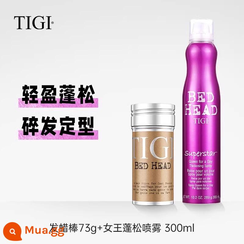 TIGI tóc gãy hiện vật cho bé gái và trẻ em chải hoàn thiện tạo kiểu tóc đặc biệt chống xoăn cứng sáp vuốt tóc chiết xuất tự nhiên - [Sáp vuốt tóc TIGI + Xịt tạo bọt TIGI 300ml]