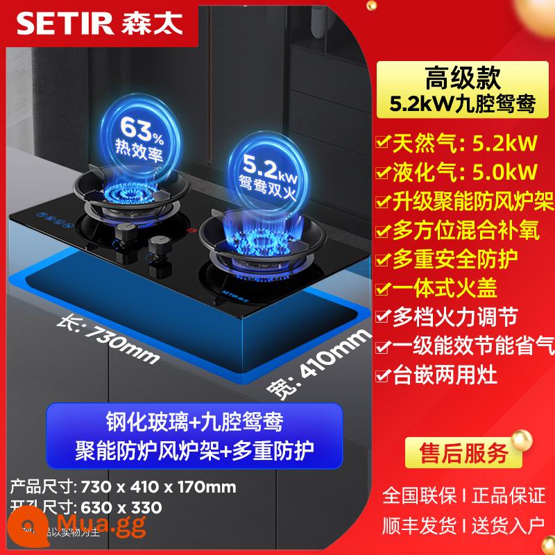 Sentai 4.8kw lửa dữ dội bếp gas bếp gas đôi cổng bếp nhúng máy tính để bàn lưỡng dụng gas khí hóa lỏng hộ gia đình - đen