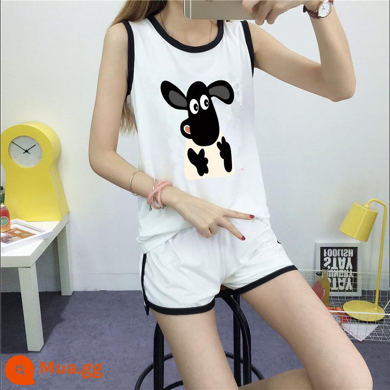 Bộ đồ thể thao thường ngày nữ không tay áo vest quần short chạy phù hợp với chất béo mm 2 bộ đồ mùa hè rộng kích thước lớn quần áo nữ - Bộ đồ trắng thật tuyệt vời