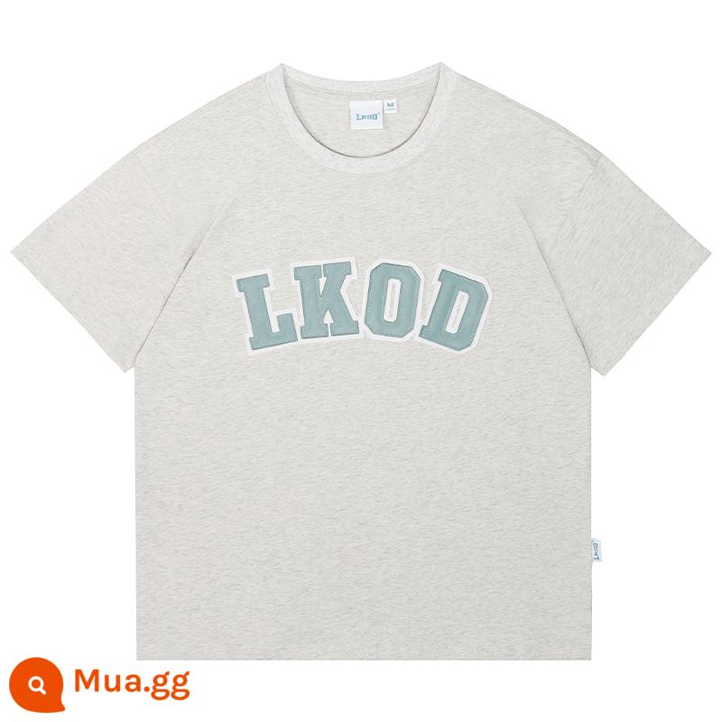 LK STORE LKOD 2023 Da Mới Nhãn Triều Thương Hiệu Cổ Tròn Quần Lót Cotton Nguyên Chất Tay Ngắn Áo Thun Mùa Hè - màu bột yến mạch