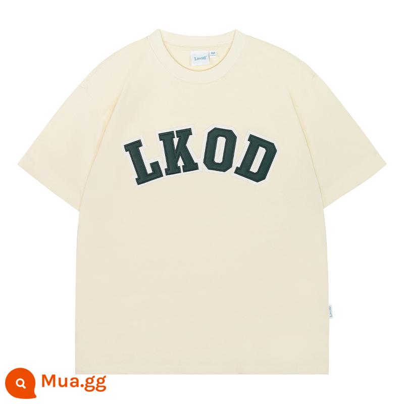 LK STORE LKOD 2023 Da Mới Nhãn Triều Thương Hiệu Cổ Tròn Quần Lót Cotton Nguyên Chất Tay Ngắn Áo Thun Mùa Hè - Quả mơ (chữ xanh)