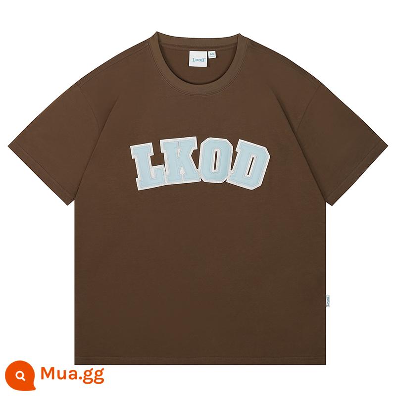 LK STORE LKOD 2023 Da Mới Nhãn Triều Thương Hiệu Cổ Tròn Quần Lót Cotton Nguyên Chất Tay Ngắn Áo Thun Mùa Hè - nâu