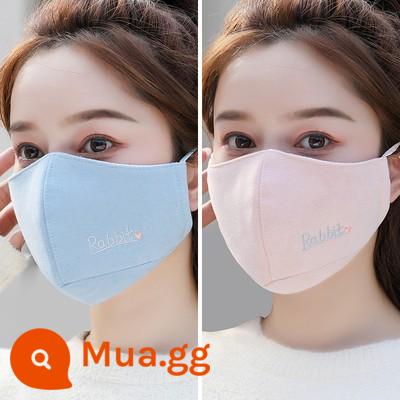 Khẩu trang mùa đông có thể giặt được cotton nguyên chất vải cotton xu hướng mùa đông khẩu trang nam phiên bản Hàn Quốc khẩu trang nữ mùa thu đông - thỏ [màu xanh+nụ tuyết]