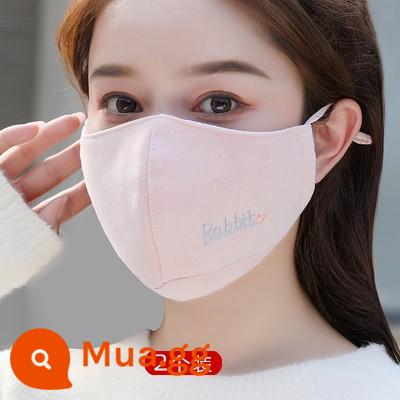 Khẩu trang mùa đông có thể giặt được cotton nguyên chất vải cotton xu hướng mùa đông khẩu trang nam phiên bản Hàn Quốc khẩu trang nữ mùa thu đông - Thỏ [2 miếng màu nụ tuyết]