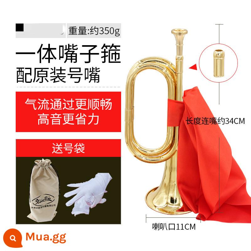 Chơi chuyên nghiệp bằng đồng thau bugle phí số cũ phân chia số nhạc cụ bằng đồng nguyên chất ban nhạc quân đội bước lớn sừng tiết kiệm nhân công C điều chỉnh - Số sải chân + ống ngậm nguyên bản + vải đỏ + túi đựng số + găng tay