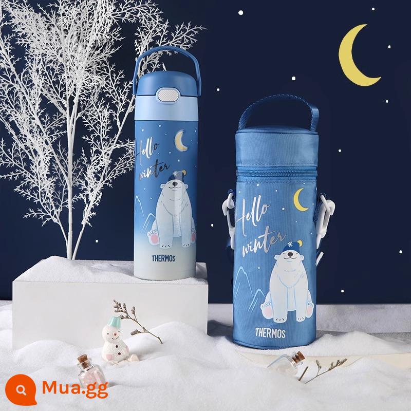 Bình giữ nhiệt hàng đầu của cửa hàng trẻ em sippy cup cốc nước cách nhiệt dành cho trường học cốc uống nước trực tiếp di động đặc biệt Kuromi - Màu xanh cực huyền bí (500ml) có nắp cốc [sippy cup]