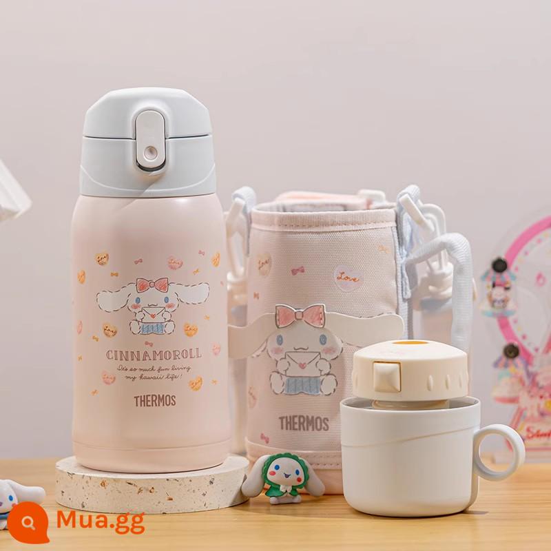 [Cửa hàng hàng đầu] Cốc cách nhiệt hai lớp Thermos trẻ em cốc ống hút cho bé cốc tập uống cốc nước dung tích lớn di động - Tên chó tai to (hồng)