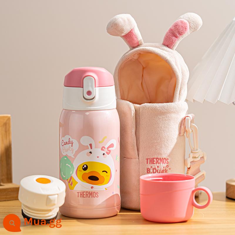 [Cửa hàng hàng đầu] Cốc cách nhiệt hai lớp Thermos trẻ em cốc ống hút cho bé cốc tập uống cốc nước dung tích lớn di động - Mô hình khớp B.duck [hồng]