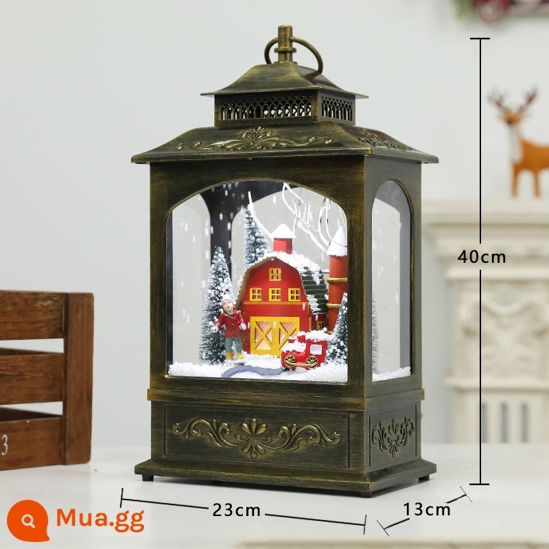 Trang trí Giáng sinh Nhạc điện nổi Đèn đường tuyết dưới Snow Lantern Mua sắm trung tâm mua sắm sảnh - Lâu đài đèn lồng phong cách retro (vàng đen)