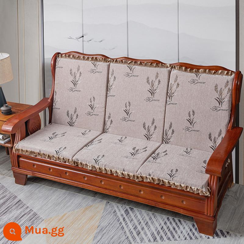 Ghế sofa gỗ đệm có tựa lưng bốn mùa phổ dày gỗ bằng gỗ gụ sang trọng đệm ghế đệm một - cà phê lúa mạch