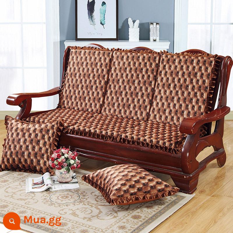 Ghế sofa gỗ đệm có tựa lưng bốn mùa phổ dày gỗ bằng gỗ gụ sang trọng đệm ghế đệm một - Gypsophila màu nâu