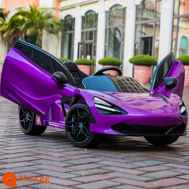 McLaren xe điện trẻ em xe bốn bánh có thể ngồi người bé con xe thể thao đồ chơi điều khiển từ xa pin xe đẩy - Sơn màu tím quý phái/điều khiển từ xa/cửa cánh đĩa/bánh xe mềm chống cháy nổ/ghế da