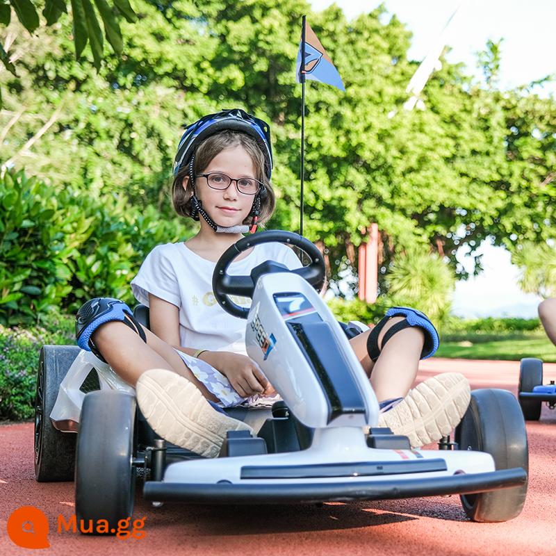 Xe điện trẻ em drift go-kart có thể ngồi người lớn, đàn ông, phụ nữ và trẻ em xe đồ chơi bốn bánh sạc mạng xe đẩy người nổi tiếng - Màu trắng cao cấp/bánh drift/động cơ 750/24V14A/đèn âm thanh/ghế da