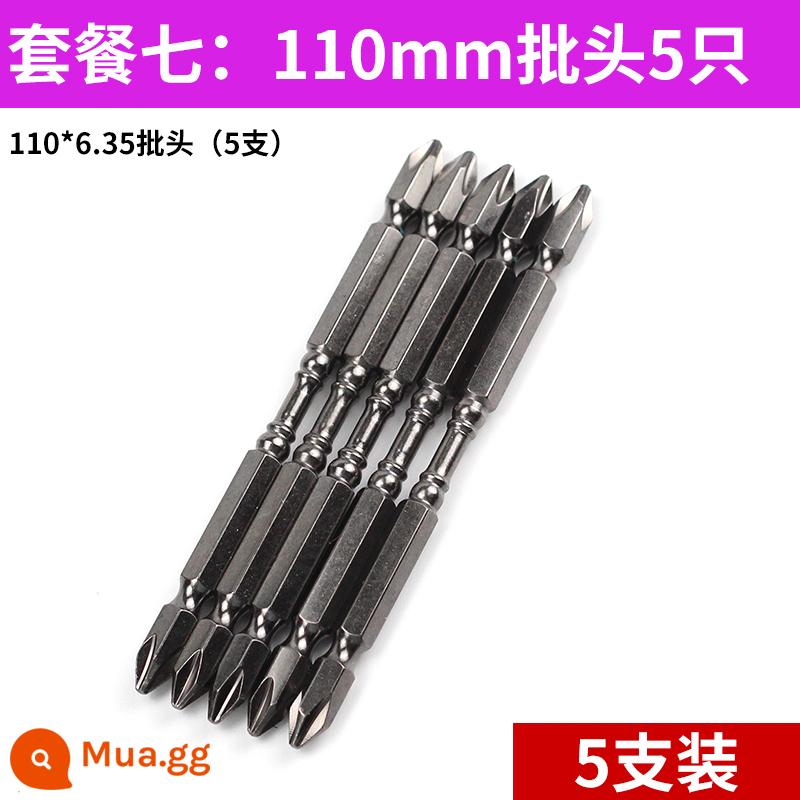 Nunchaku Độ cứng cao Từ tính Cross Bit Thép vonfram Hai đầu Đầu tuốc nơ vít điện Từ tính mạnh Vòng tròn từ tính siêu chống mài mòn - Gói 7 110 đợt 5 cái