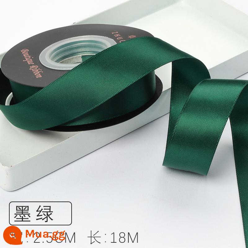 Zhuocai 2.5Cm 2 Mặt Sợi Polyester Với Phụ Kiện Tóc Hộp Quà Tặng Ruy Băng Chất Liệu Đóng Gói Bánh Ruy Băng Hoa Ruy Băng - Màu xanh lá cây đậm