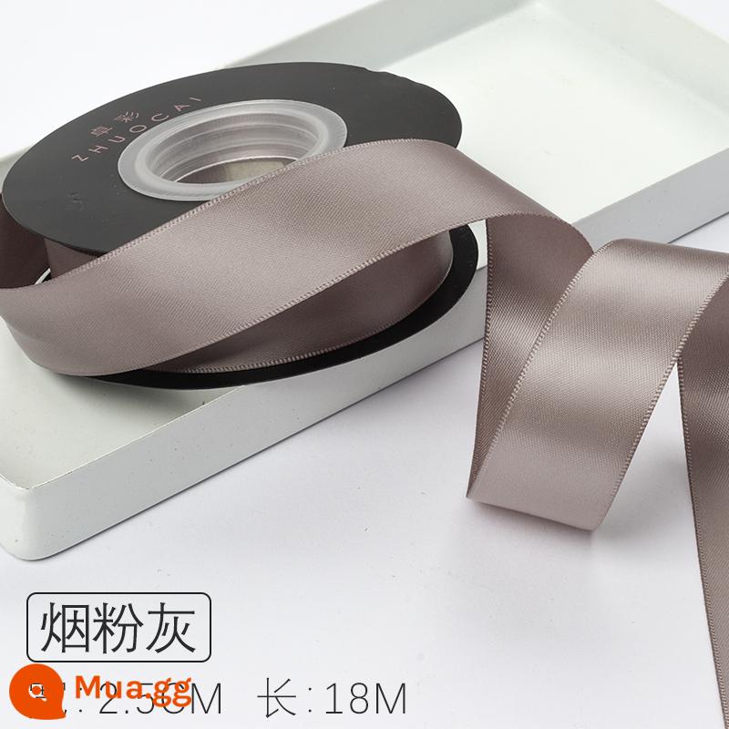 Zhuocai 2.5Cm 2 Mặt Sợi Polyester Với Phụ Kiện Tóc Hộp Quà Tặng Ruy Băng Chất Liệu Đóng Gói Bánh Ruy Băng Hoa Ruy Băng - tro bồ hóng