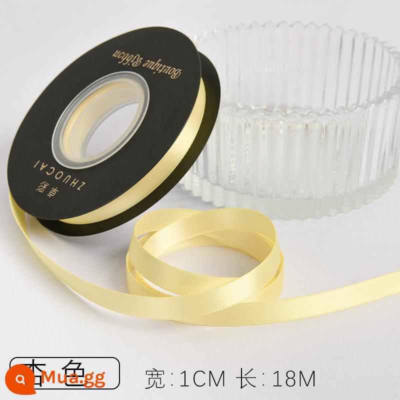 Zhuocai 1 cm hai mặt sợi polyester ruy băng bó hộp quà tặng bao bì nướng phụ kiện tóc bện tóc buộc tóc nơ - quả mơ