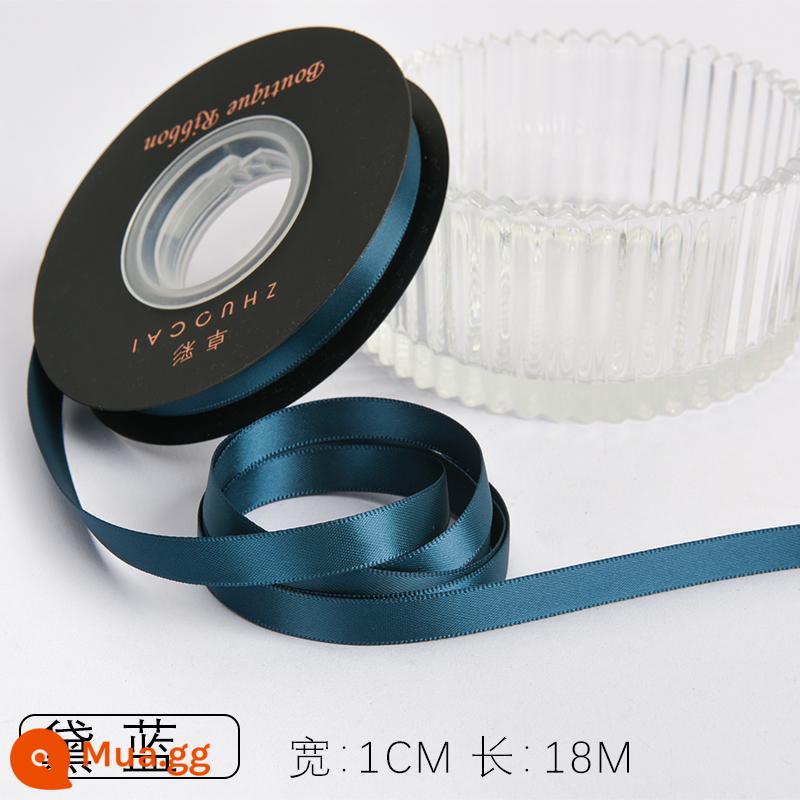 Zhuocai 1 cm hai mặt sợi polyester ruy băng bó hộp quà tặng bao bì nướng phụ kiện tóc bện tóc buộc tóc nơ - đại lan