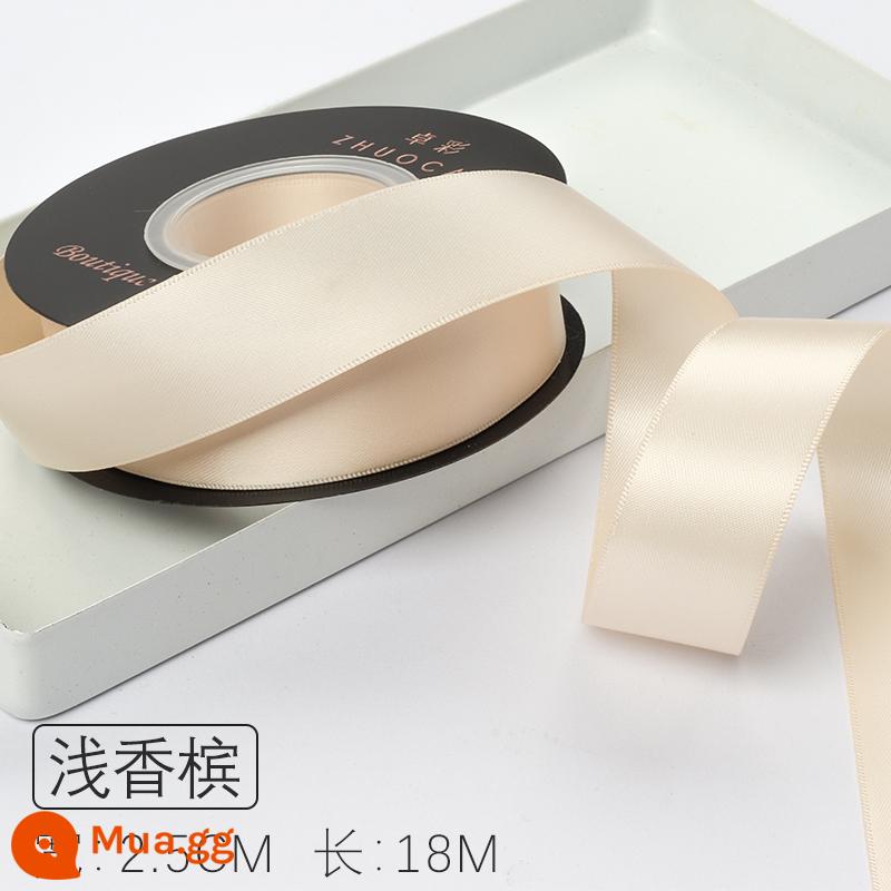 Zhuocai 2.5Cm 2 Mặt Sợi Polyester Với Phụ Kiện Tóc Hộp Quà Tặng Ruy Băng Chất Liệu Đóng Gói Bánh Ruy Băng Hoa Ruy Băng - rượu sâm panh nhẹ