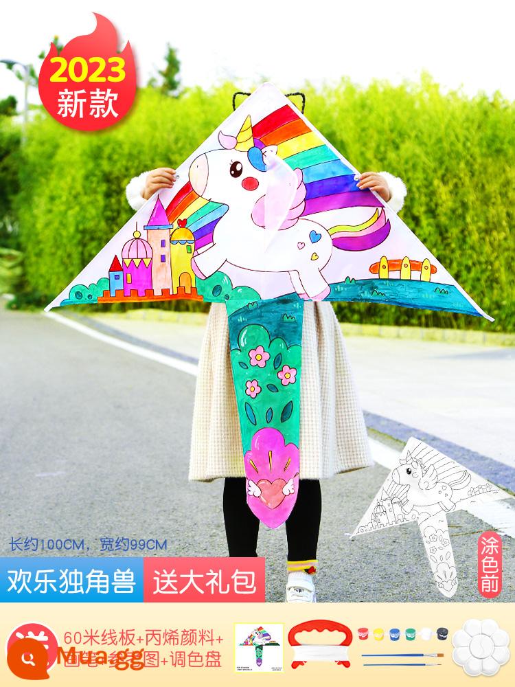 Diều tự làm chất liệu gói trẻ em handmade trống vẽ tay graffiti tô màu mẫu giáo tranh gió dễ bay - [Happy Unicorn] Bảng dây 60 mét