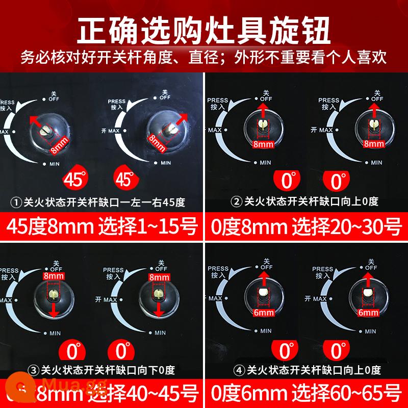 Bếp Gas Phụ Kiện Bếp Gas Âm Núm Công Tắc Khí Hóa Lỏng Bếp Để Bàn Bếp Đánh Lửa Bằng Kim Loại Nút Đa Năng - Vui lòng kiểm tra góc và đường kính trước khi đặt hàng