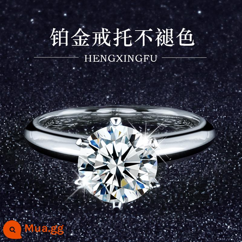 Bạch Kim PT950 Moissanite Cổ Điển 6 Móng Vuốt Nhẫn Cho Nữ Một Carat Kim Cương Bạch Kim Cầu Hôn Nhẫn Cho Nữ Tùy Chỉnh - [1,2 carat D màu] Nhẫn bạch kim PT950