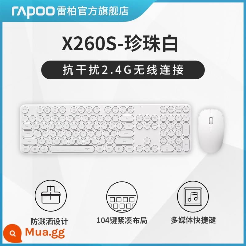 Rapoo X1800S Bộ Bàn Phím Chuột Không Dây Tắt Tiếng Silent Typing Đặc Biệt Notebook Máy Tính Văn Phòng - [X260S Pearl White] Kết nối không dây 2.4G chống nhiễu