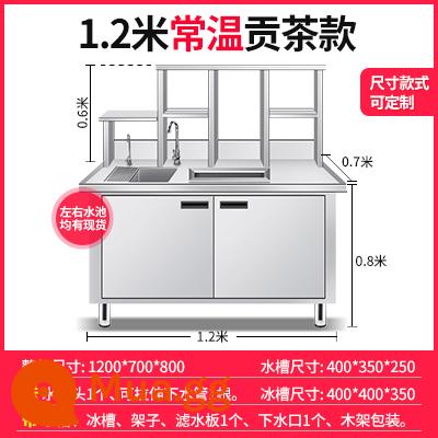 Quán trà sữa trọn bộ thiết bị bàn nước quầy bar bàn thao tác quán trà sữa thương mại tủ lạnh cấp đông bàn làm việc tủ lạnh nước 2 nhiệt độ - Trà tri ân nhiệt độ bình thường 1,2 mét