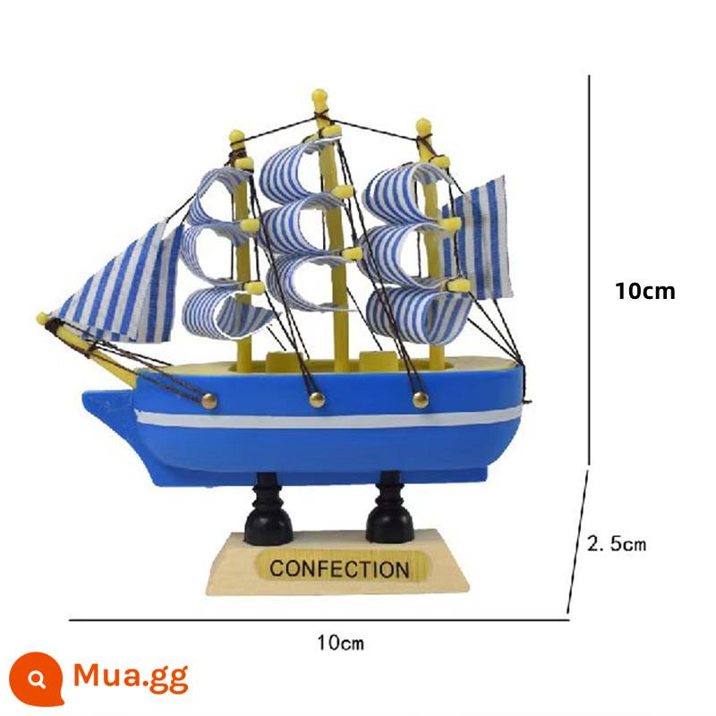 Thuyền buồm bằng gỗ thuyền buồm đồ trang trí plug-in trang trí Địa Trung Hải thủ công quà tặng đồ trang trí trang trí bánh sinh nhật dụng cụ làm bánh - Thuyền buồm nhỏ bằng nhựa màu xanh