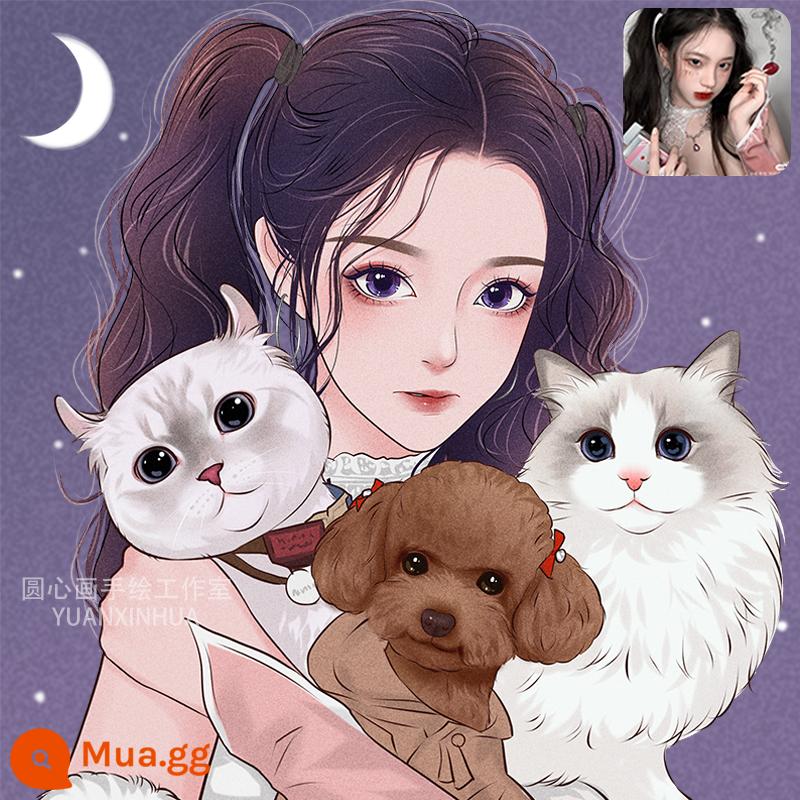 Tay hình avatar tùy chỉnh của phi hành đoàn ban đầu của Arter Arter của WeChat Avatar Vẽ tranh Avatar Cặp đôi thiết kế phim hoạt hình - màu tím thực tế