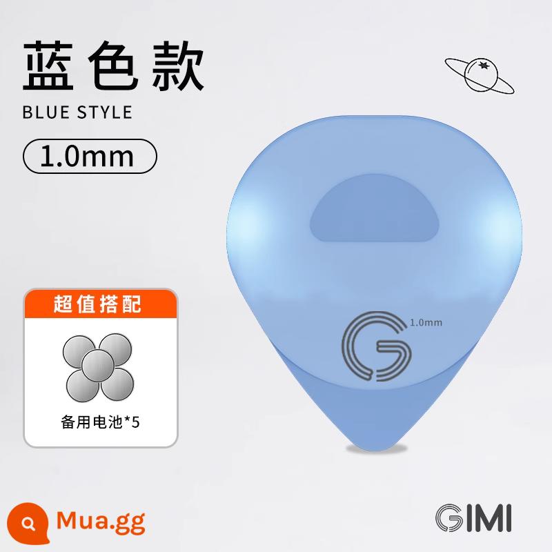 GIMI Dạ Quang Guitar Pick, Cool Fingerstyle Và Chống Trơn Trượt Gảy Mùa Xuân Dân Gian Đàn Guitar Điện Bass Pick - Đã nâng cấp mẫu màu xanh 1.0mm thế hệ thứ hai [pin có thể thay thế] + 5 pin