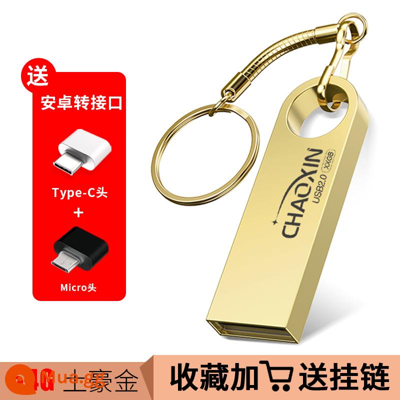 Xe Ô Tô 32G Đĩa U Chính Thức Flagship Store Xác Thực Đèn LED Cổng USB Điện Thoại Di Động Máy Tính Kép Tùy Chỉnh 16 dung Lượng Lớn 128 Tốc Độ Cao - Vàng tròn 64/G [đi kèm với bộ chuyển đổi loại C+mirco]