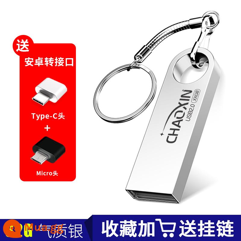 Xe Ô Tô 32G Đĩa U Chính Thức Flagship Store Xác Thực Đèn LED Cổng USB Điện Thoại Di Động Máy Tính Kép Tùy Chỉnh 16 dung Lượng Lớn 128 Tốc Độ Cao - Bạc tròn 32/G [đi kèm với bộ chuyển đổi loại C+mirco]