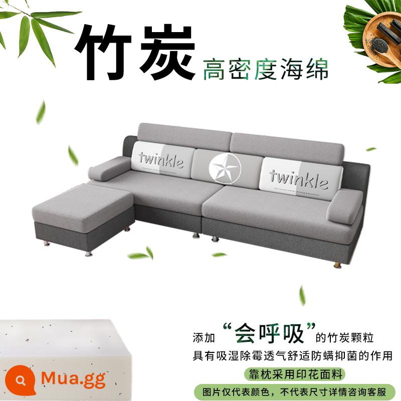 Sofa vải chung cư nhỏ phòng khách đơn giản hiện đại công nghệ tháo giặt giặt vải ba người bốn người năm người 2022 màu đỏ lưới mới - Xám đậm + xám nhạt + chữ, vải lanh, xốp than tre