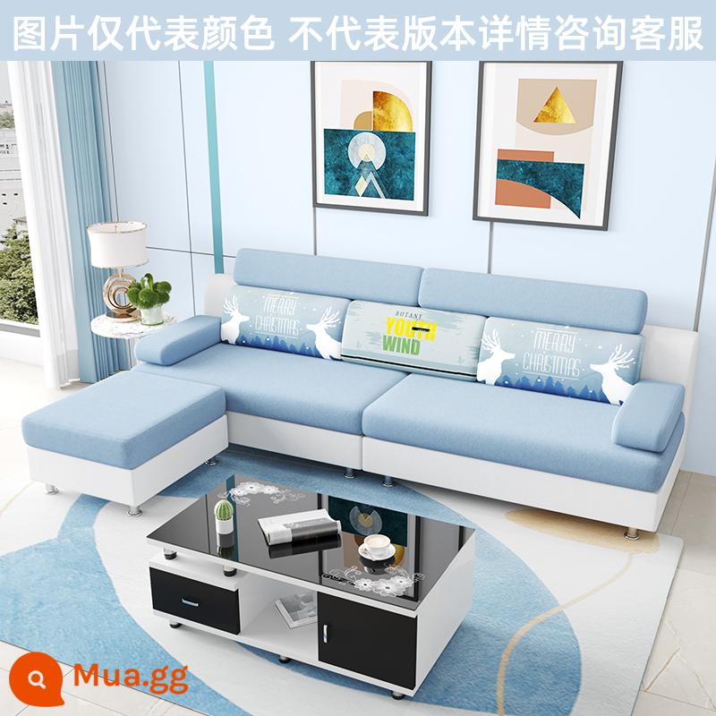 Sofa vải chung cư nhỏ phòng khách đơn giản hiện đại công nghệ tháo giặt giặt vải ba người bốn người năm người 2022 màu đỏ lưới mới - Trắng nhạt + xanh nhạt + vải lanh chữ