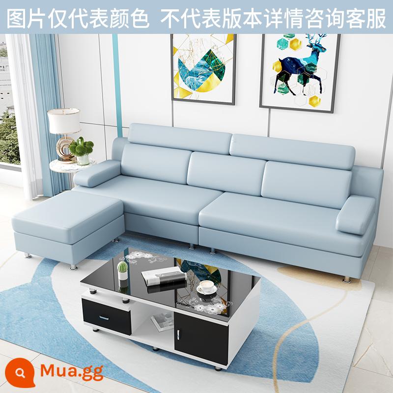 Sofa vải chung cư nhỏ phòng khách đơn giản hiện đại công nghệ tháo giặt giặt vải ba người bốn người năm người 2022 màu đỏ lưới mới - Vải kỹ thuật không giặt màu xanh nhạt