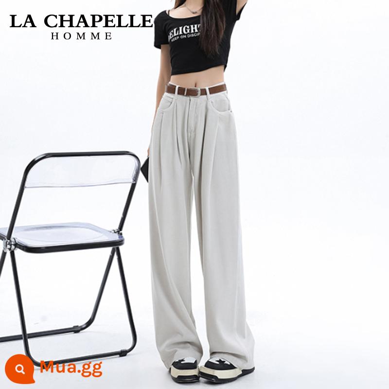 La Chapelle Hẹp Quần Jean Ống Rộng Nữ Mùa Xuân 2024 Mới Phong Cách Hot Cao Cấp Rời Thẳng Tầng-lau Quần - Liuguang Xingjiufen [chiều cao khuyến nghị dưới 157cm]