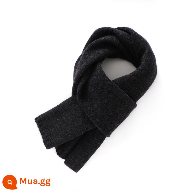 Khăn quàng cổ nhỏ 100% cashmere của Ordos dành cho nam và nữ, khăn quàng cổ và khăn quàng cổ mùa đông dành cho các cặp đôi, hộp quà len ngắn - Đen và xám