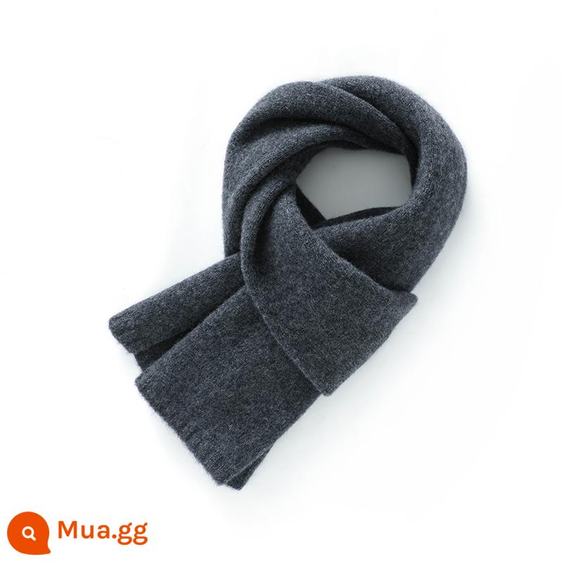 Khăn quàng cổ nhỏ 100% cashmere của Ordos dành cho nam và nữ, khăn quàng cổ và khăn quàng cổ mùa đông dành cho các cặp đôi, hộp quà len ngắn - Màu xám đen